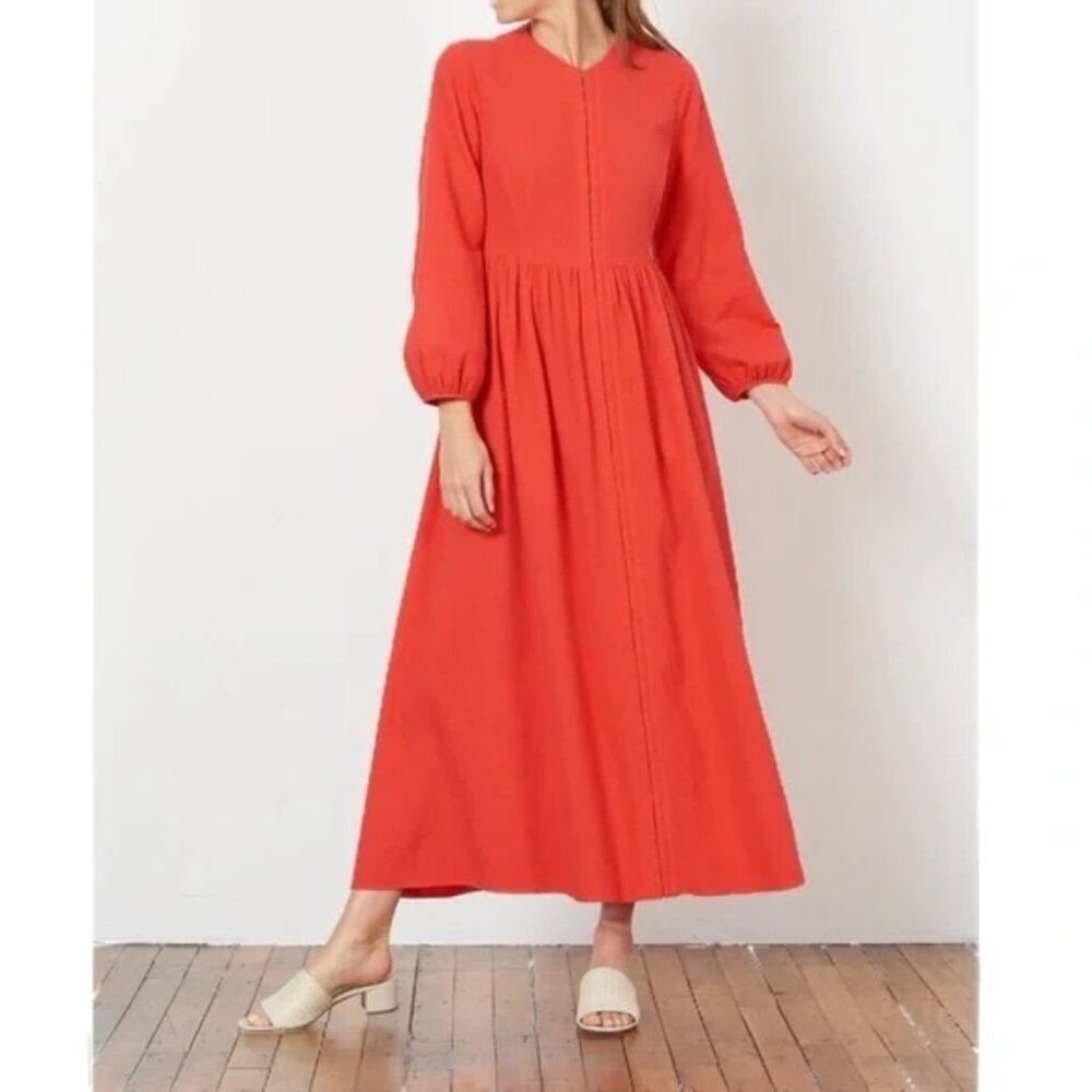 Mara Hoffman The Paula Red Long Sleeve Maxi/midi Dress